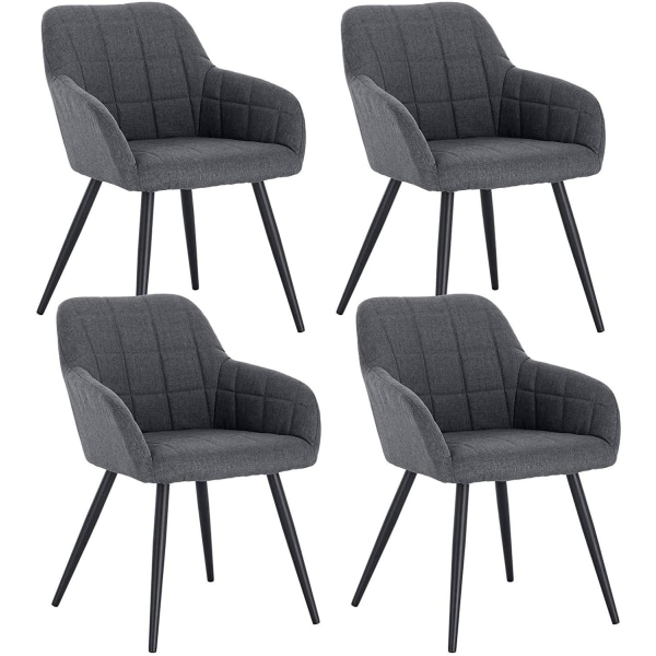 Rootz sæt med 4 spisestuestole - Køkkenstole - Moderne siddepladser - Ergonomisk design - Åndbart linned - Gulvbeskyttelse - 49cm x 43cm x 81cm