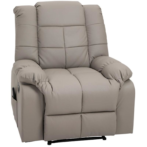 Rootz Massagestol - Elmassagestol - Avslappningsstol - Tv-stol - 8 Massagefunktion - Tiltbar Med Fjärrkontroll - Läderimitation - Grå - 94 x 99 x 99 c