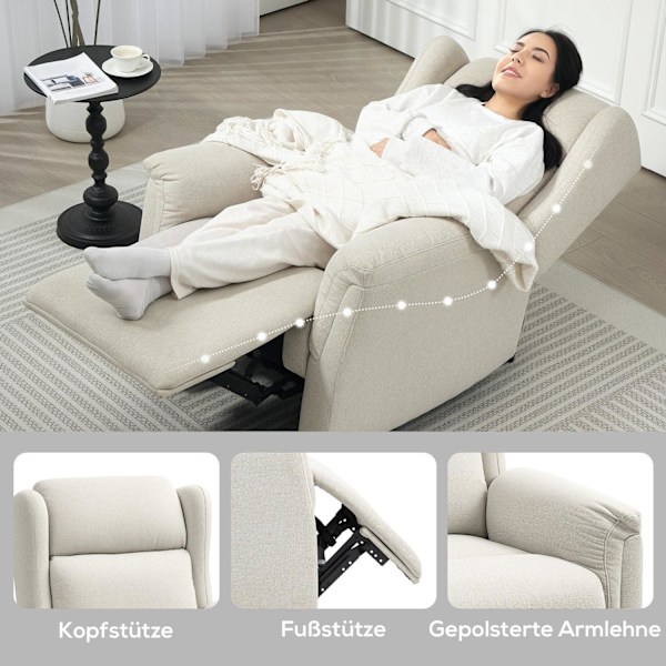 ROOTZ Relaxation lænestol - Justerbar polstring - Liggende stol - 160 ° Tilt & fodstøtte - Komfortpolstring - 80 cm x 94 cm x 101 cm