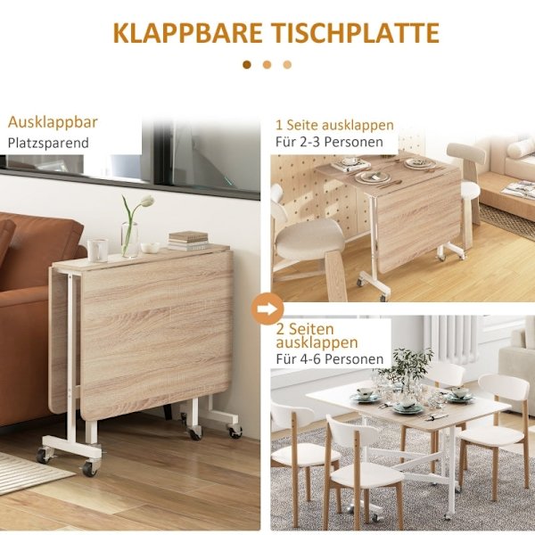 Rootz foldebord på hjul - Alsidigt bærbart bord - Spisebord - Pladsbesparende design - Holdbar konstruktion - Nem mobilitet - 120L x 80W x 73H cm