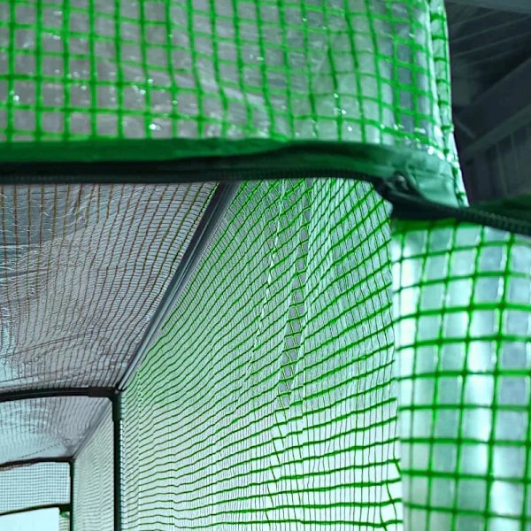Rootz Greenhouse - Seinäkasvihuone - Kylmärunko - Ikkunoilla ja ovilla - 2 kerrosta 4 lankahyllyä - Vihreä 200L x 100W x 215Hcm