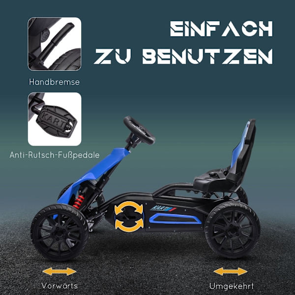 Rootz Go Kart Pedal Go Kart - Ride-On Car til børn - Racing Kart til børn - Ultimativ kontrol - Justerbar komfort - Alsidig terrænhåndtering - 100 cm