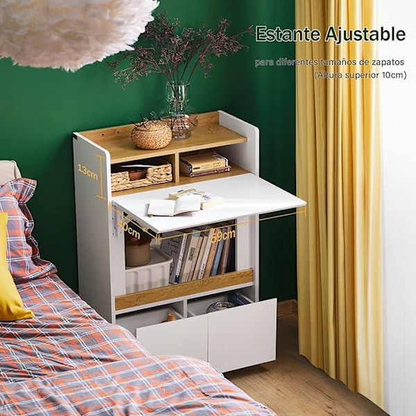 Rootz multifunktionel foldet skrivebord - konvertibel hylde - bærbar bord - rigelig opbevaring - 63x93x67 cm - pladsbesparende løsning