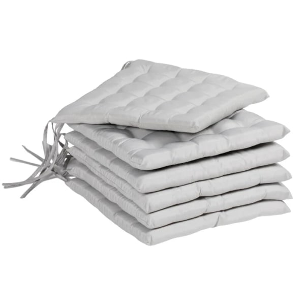 Rootz Trädgårdsstolsdyna - Mjukhet & Komfort - Inomhus & Utomhus - 6 delar - Polyesteröverdrag - Ljusgrå - 40L x 40W x 4H cm