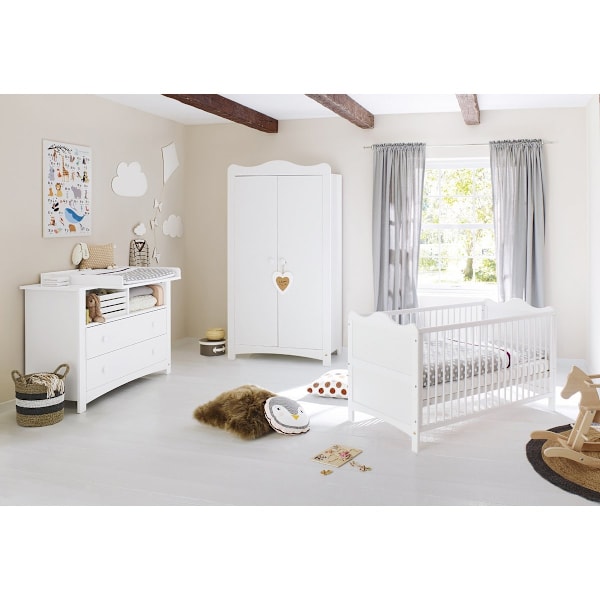 Rootz Nursery Set 'Florentina' - Cot Bed - Changing Unit - Convertible Design - Dimensioner: COT 146x76x85cm, skiftende enhed 130x77x101cm, garderobe