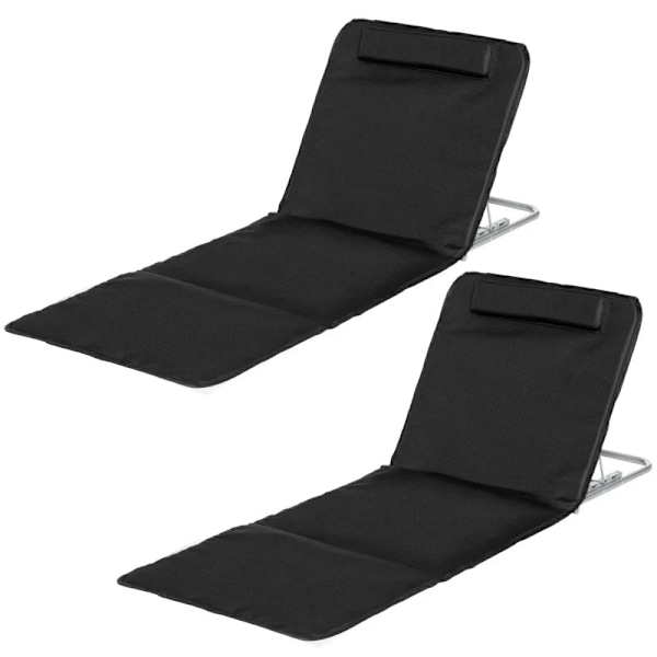 Rootz Beach Solstol - Solstol - Trädgårdssäng - Fällbart justerbart ryggstöd - Sidoficka - PE-tyg - EPE Ull - Svart - 48cm x 134cm x 33-43cm