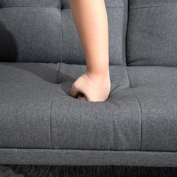 Rootz Sovesofa - Scandi Design - Komfortabel+Pretty - 3 personers - 2 puder - Ligg ned - Mørkegrå + Naturlig - 181W x 48D x 42H cm