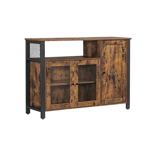 Rootz Vintage brun-sort opbevaringsskab - Spånplade stål - Organizer skab - Rustik kiste - 110cm x 33cm x 75cm - Heavy Duty - Nem montering - Multifun