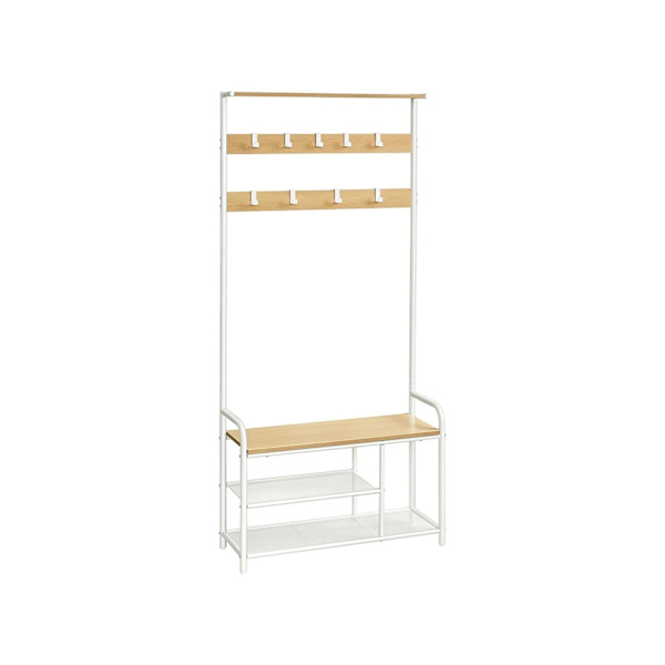 Rootz klädhängare - Ek Vit - Spånskiva stål - Entréorganisator - Förvaringslösning - Enkel montering - 30 cm x 85 cm x 180,5 cm