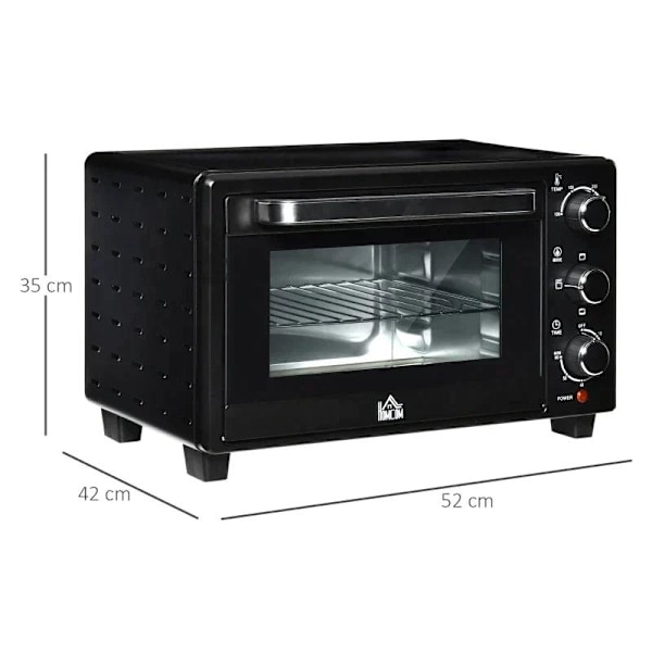 Rootz miniovn - 1 trådramme og 1 bageplade - 3 madlavningstilstande - ovn med justerbar temperatur - metal med grill rustfrit stål - sort/sølv - 46 x