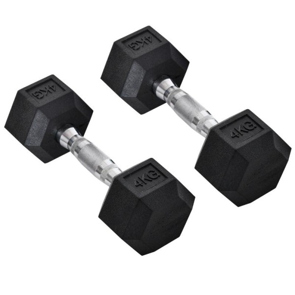 Rootz 2 x 4 kg hexagonala hantlar - Gummihantlar - Sport Hexviktsset - Styrketräning - Hemma - Gym