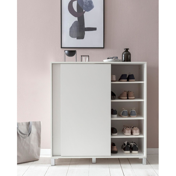 Rootz skoskab træ hvid 100x108x37,5 cm hylde høj - Design skohylde Stort 20 par sko Skohylde entre - Skoopbevaringsplads sparer - Skoopbevaringsrum mø