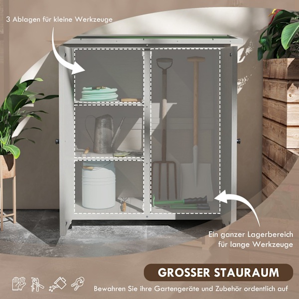 Rootz Garden Cabinet - Tool Shed - Weatherwacy Storage - Fir Wood - Asphalt Roof - 110 cm x 55 cm x 117 cm