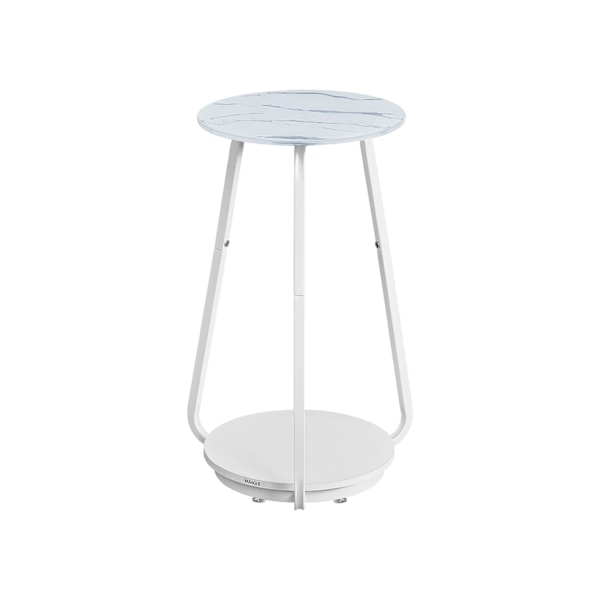 Rootz Marble Vit Runt Sidobord - Spånskiva stål Härdat glas - Liten design - 30 cm d x 55 cm H - Lättvikt - 3,9 kg - 25 kg Kapacitet