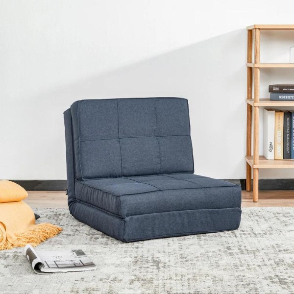 Rootz foldbar gulvsofa - gulvstol - 3-i-1 gulvsofa - Sammenklappelig lænestol - Sovesofa - Enkelt sovesofa - Mørkeblå - 61 x 73 x 58 cm