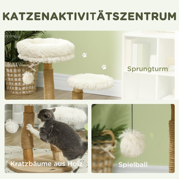 Rootz 24 "Cat Tree - Cat Tower - Scratching Post - Blød vaskbar seng - 50 cm x 47 cm x 61,5 cm for katte op til 5 kg