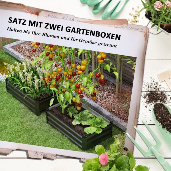 Rootz upphöjd trädgårdsbäddset - Örtbädd - Väderbeständig plantering - Främjar hälsosam rottillväxt - Hållbart galvaniserat stål - 100 cm x 60 cm x 30