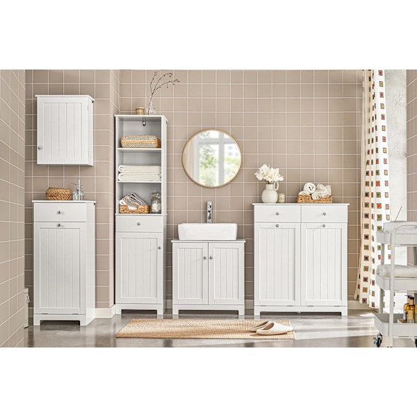 Rootz Vask Underskab - Badeværelsesvask - Opbevaringsskab - Magnetisk låsning - Justerbar hylde - MDF Konstruktion - 60cm x 60cm x 30cm