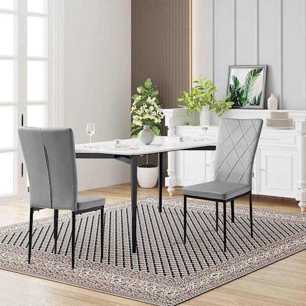 Rootz ruokasalin tuolisarja 4 kpl - Velvet korkeaselkätuolit - Metalliset jalkatuolit - Mukavat, ergonomiset, kestävät - Tummanharmaa - 42 cm x 94,5 c