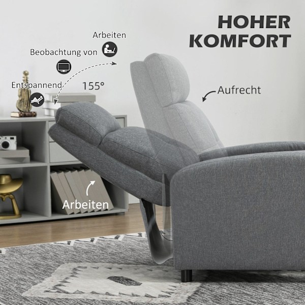 Rootz Relaksation Napr Chair - Rucliner - Lounger - Pocket Spring Core - tukee jopa 150 kg - 67 x 87 x 98 cm - harmaa