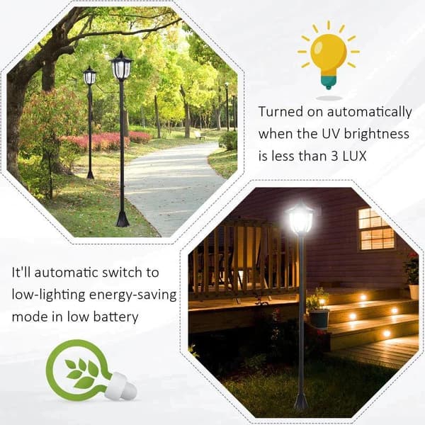 Rootz Garden Light - Solar LED Garden Lantern - Lantern - LED Lamp Post - Plastic - Black