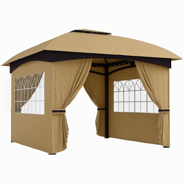 Rootz Garden Gazebo 3.4x3.4m - öltält - utomhusskydd - UV -skydd - Stålram - 335L x 335W x 285H cm