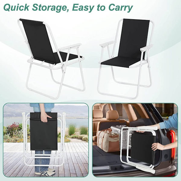 Rootz Folding Camping Stol Sæt - Strandstol - Bærbar Stol - Let og foldbar - Stabile jernrør - 58cm x 53cm x 76cm