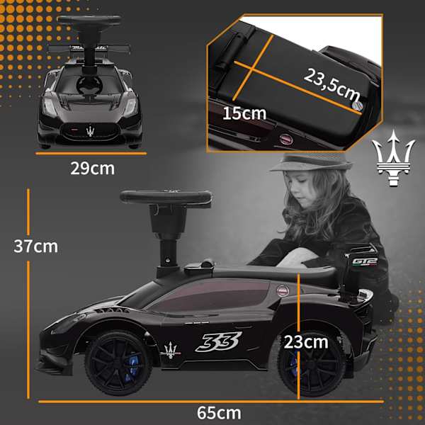 Rootz Maserati GT2 Ride -On Car - Kids Slide Car - Toy Vehicle - Horn & Music - 65L X 29W X 37H CM - Sort