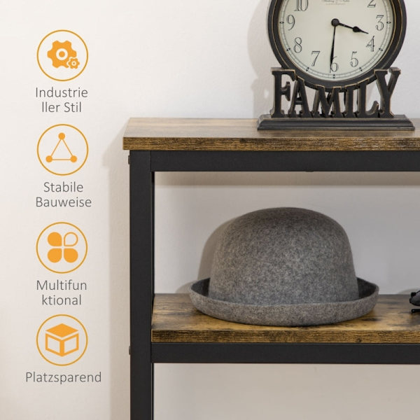 Rootz konsolbord - Sofabord - Entrébord - Industrielt design - Metal og spånplader - 120 cm x 23 cm x 75 cm