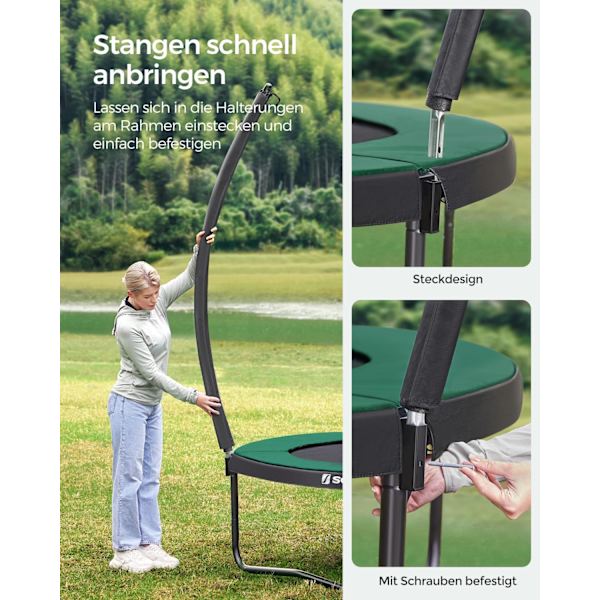 Rootz 305 cm studsmatta set - Utomhus studsmatta - Studsa kul - Fitness - Nätmaskigt skyddsnät - 305 cm x 305 cm x 260 cm