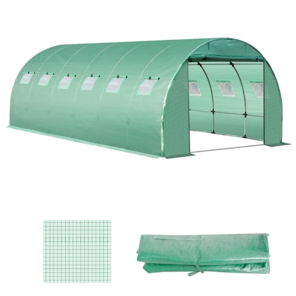 Rootz Greenhouse Replacement Cover - ENDAST Vinter - Trädgårdsväxt - PE Cover för tunnel - Walk-in växthus med roll-up fönsterdörr - Utomhus - Grön -