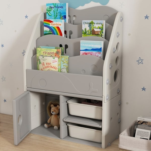 Rootz Kids Room Hylla Förvaringsställ - Bokhylla - Skåp - Barn Organisationsförmåga - HDPE - 67cm x 29cm x 98cm