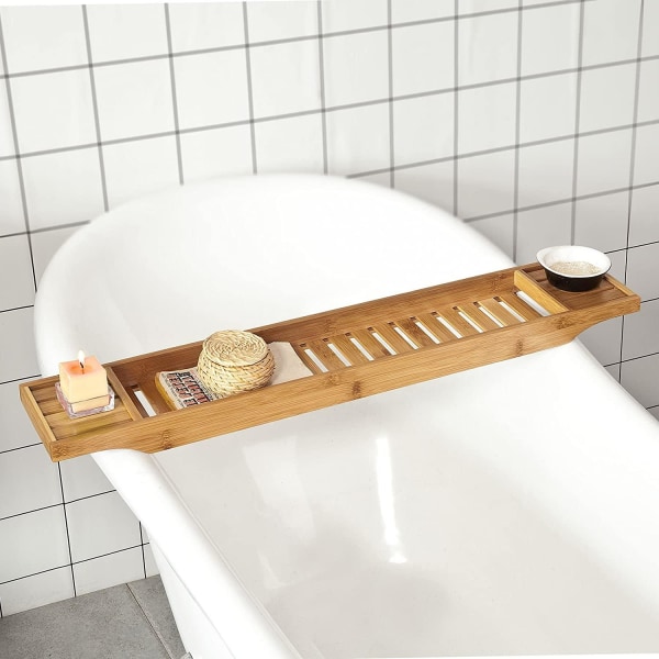 Rootz Bamboo Badekarstativ - Caddy Bakke Badeværelseshylde - Længde 80 cm