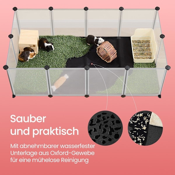 Rootz Small Animal Inclosure - PlayPen With Floor Panels - Hamster Cage - Waterproof Surface - 145cm x 73 cm x 57 cm
