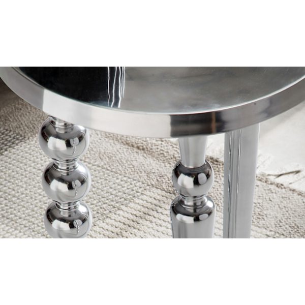 Rootz Modern Design Sidebord - Rundt bord - Håndlavet bord - Blank overflade - Aluminiumsmateriale - 44cm x 44cm x 63cm