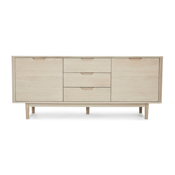 Rootz skänk - Förvaringsskåp - Buffébord - Massiv ek och MDF - Elegant design - Gott om förvaring - Tyst funktionalitet - 45cm x 180cm x 75cm