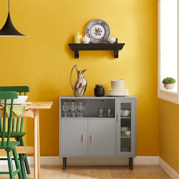 Rootz Moderne køkkenskab - Skænk - Entreskab - Kommode - MDF og metalkonstruktion - Justerbare hylder - Anti-Tip Design - 80cm x 75cm x 35cm