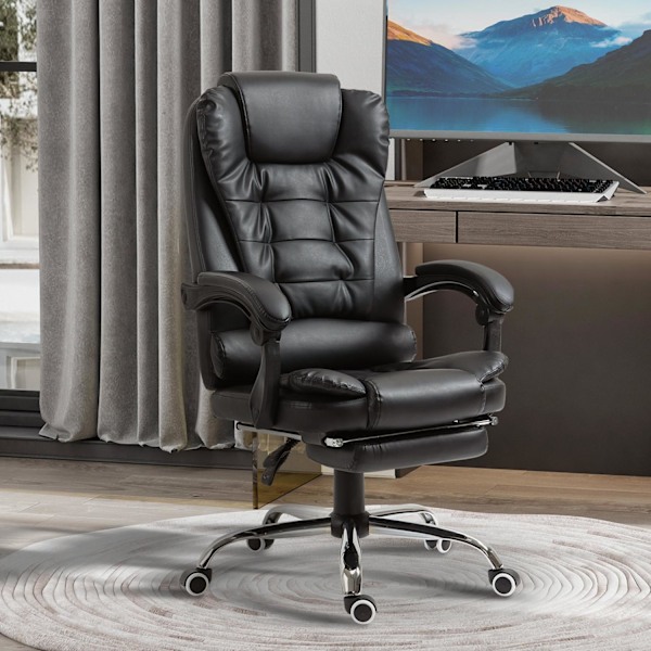 Rootz Executive Office -ordförande - Ergonomisk ordförande - Recining Seat - Comfort Tilt -funktion - 64,5 cm x 69 cm x 117 cm - Svart