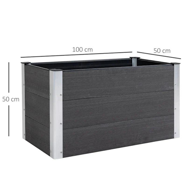 Rootz Plantekasse - Urtepotte - Blomsterkasse - WPC/Aluminium - 100 x 50 x 50 cm