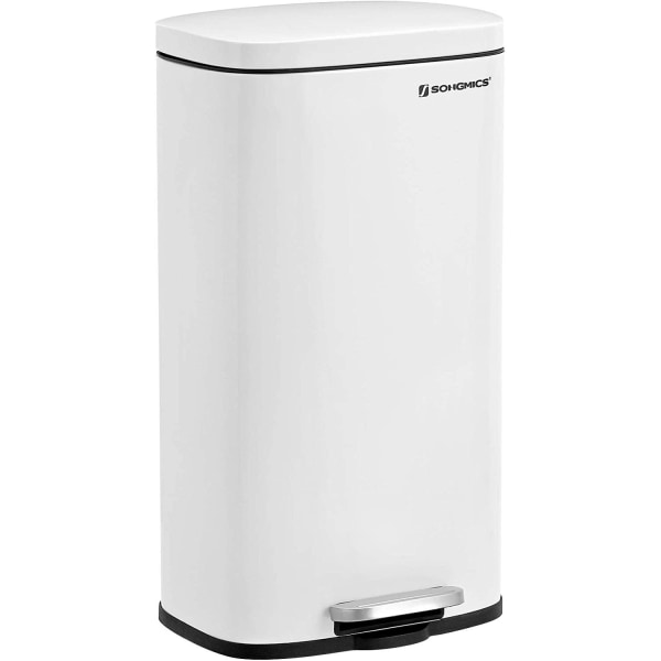 Rootz papperskorg - 30L - Pedalkorg - Avfallsbehållare - Innerhink - Gångjärnslock - Softclose - Vit - 35 x 23,8 x 63 cm