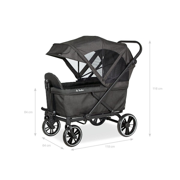 Rootz Cruiser Folding Handcart - Utility Wagon - Hopfällbar vagn - UV-skydd soltak - 116cm x 64cm x 64cm