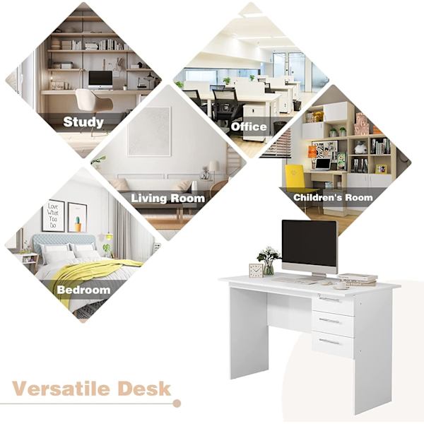 Rootz Kontorbord - Arbejdsstation - Computerbord - Rigelig opbevaring - Holdbar konstruktion - Vandtæt - 120 cm x 75 cm x 59 cm