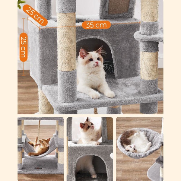 Rootz Cat Tree - Skrapstolpe - Cat Climbing Tree - Cat Activity Tree - Cat Play Tree - Modern Cat Tree - Cat Tree House - Spånskiva - Plysch - Sisal -
