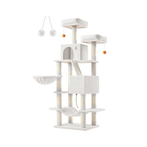 Rootz Cat kradsestolpe - Kattetræ - Kradser - Spånplade - Plys - Sisal - Robust konstruktion - Nem montering - 55cm x 45cm x 168cm