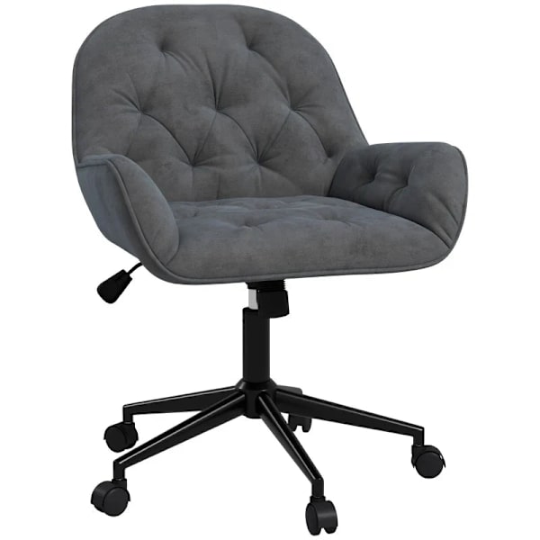 Rootz Kontorstol - Skrivebordsstol - Computerstol - Højdejusterbar - Fløjlsagtig polyester - Velvet Look - Grå - 60W x 61D x 81-91H cm