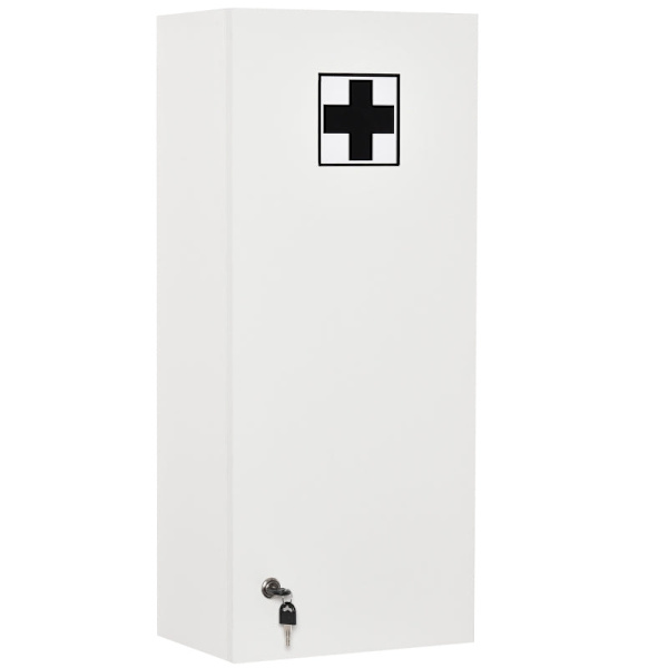 Rootz Medicinskåp - Väggskåp - Justerbar hylla - Första hjälpen - Korslåsbar - Badrum - Kök - Hall - Vit - 30 x 20 x 70 cm
