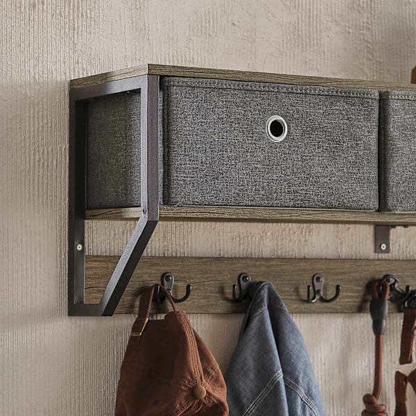 Rootz vägg klädhängare Vägg - Hall Vägghylla - Förvaringsskåp med 3 korgar 7 krokar - B100 x D20 x H30cm