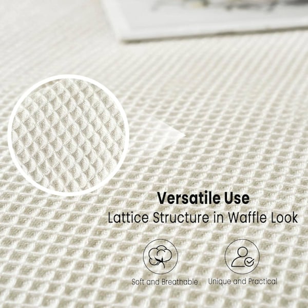Rootz Waffle Piqué Överkast - Bomullsfilt - Lätt andas - Våffellook - Mångsidig användning - Lättskött - 150x200cm till 240x260cm