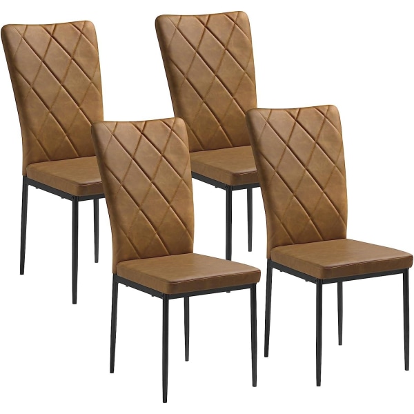 Rootz matstolar Set med 4 - Köksstolar - Imiterade läderstolar - Bekväma sittplatser - Ergonomiskt ryggstöd - Hållbara metallben - 42cm x 94,5cm x 59c