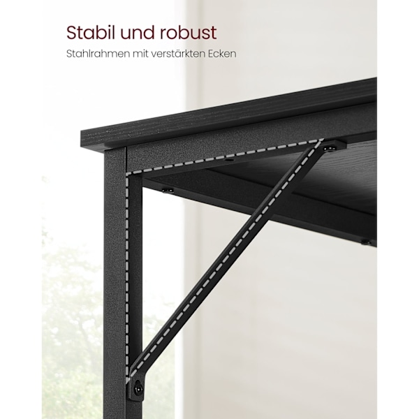 Rootz Black Desk - Lastulevypöytä - Teräsjalat - Suuri toimistopöytä - 50 cm x 100 cm x 75 cm - Tukevat ja tyylikkäät kodin toimistokalusteet